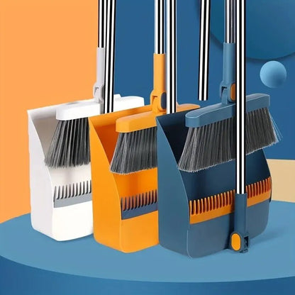 Effortless Cleaning Broom with Dustpan | Adjustable Handle & 360° Swivel Head