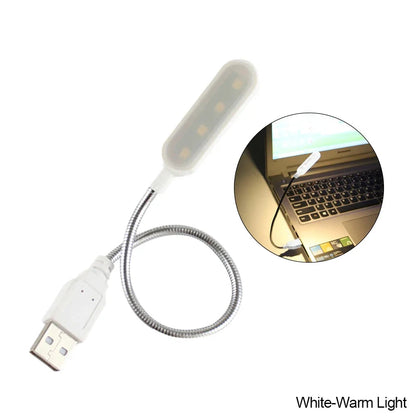 Rechargeable LED Reading Lamp with USB – Flexible Gooseneck, Warm & Cool White, Compatible with Laptop, PC & Power Bank