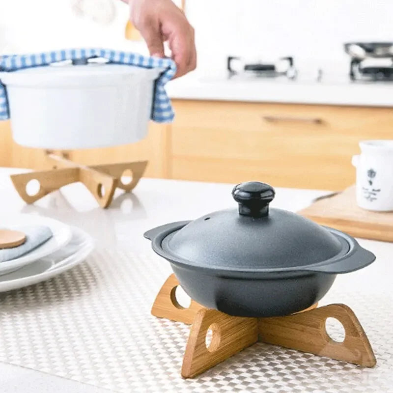 Removable Tray Holder with Bamboo Base | Heat Resistant & Non-Slip | 20×4.1 cm