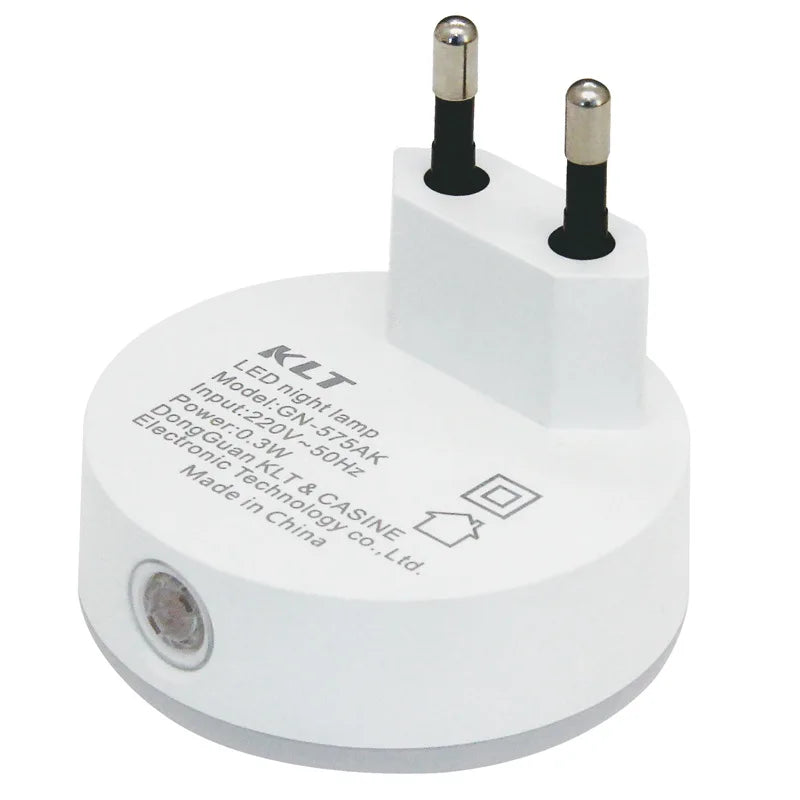 LED Night Light with Light Sensor – Warm White, EU Plug, 6.5 x 6.5 cm