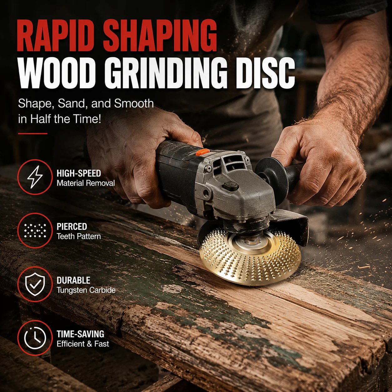 Precision Wood Carving Disc Set for Angle Grinders – 3 Pieces