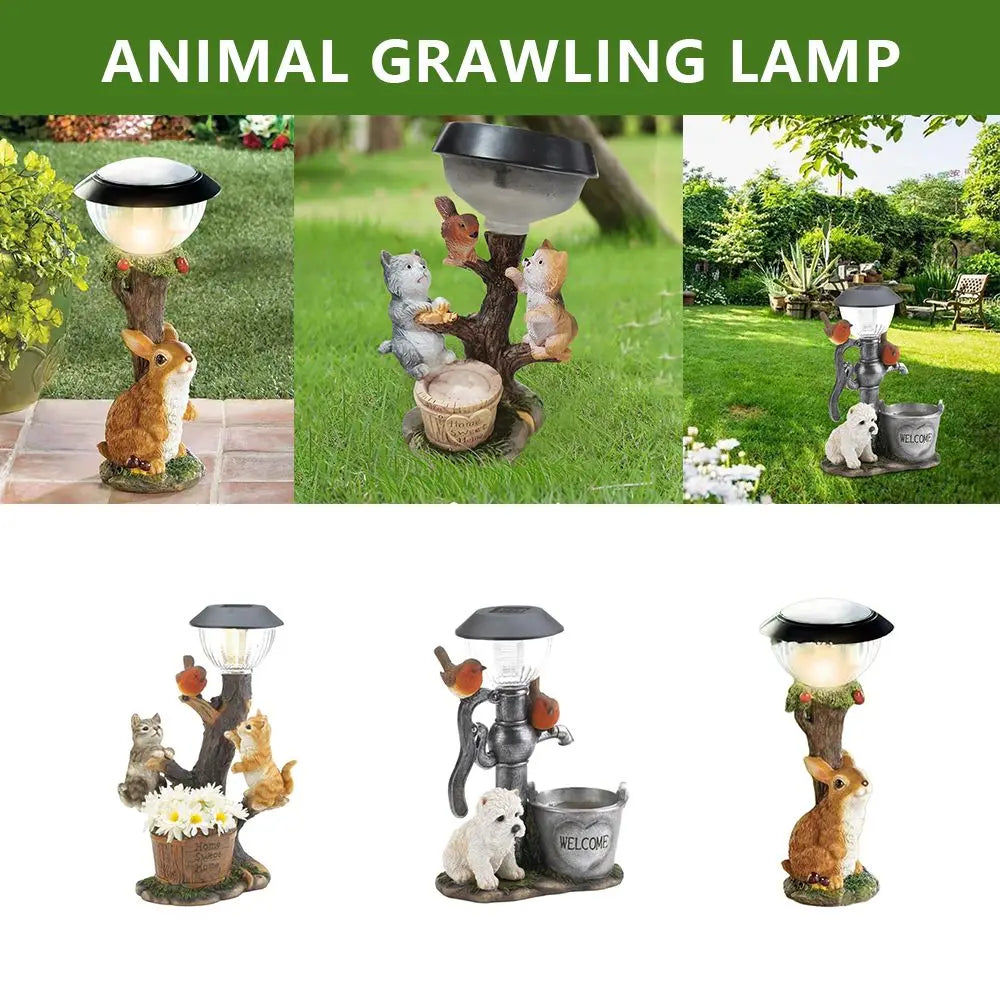 Solar Garden Statue for Pets - Dog/Cat/Rabbit | LED Lawn Light | 13 cm
