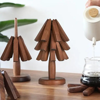 Set of Black Walnut Shaped Coasters for Tables