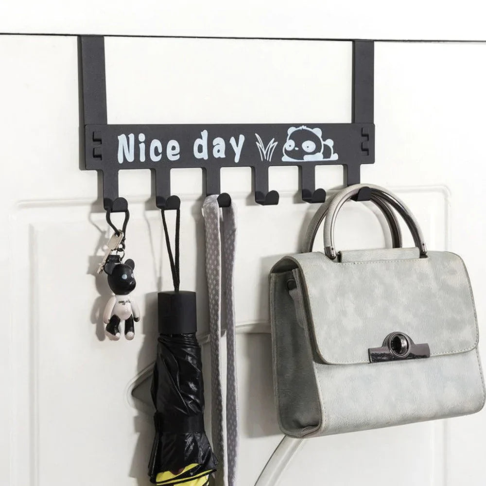 Durable Metal Door Hook Organizer with 6 Hooks