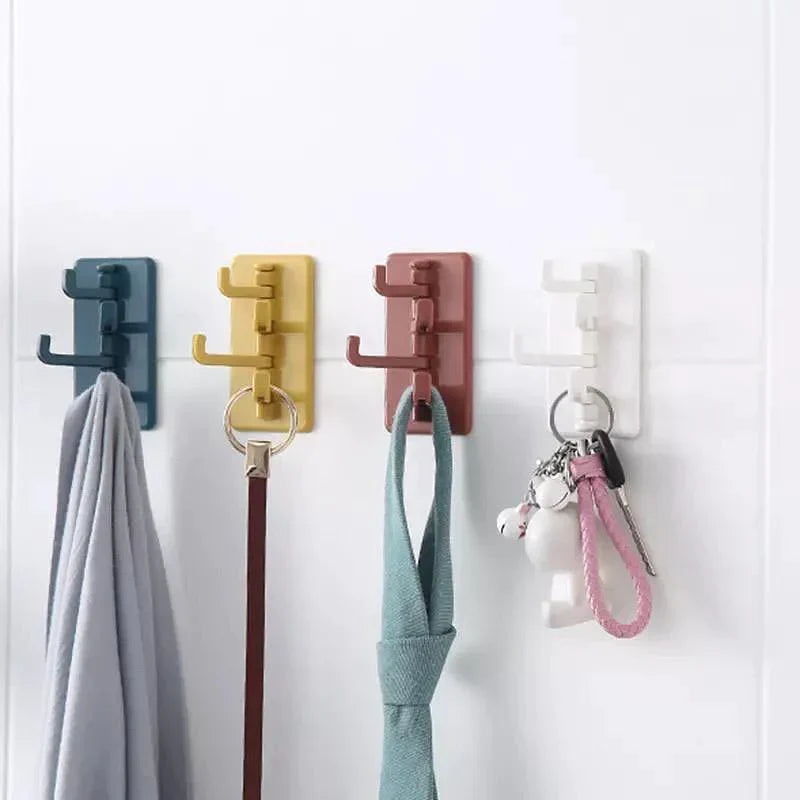 Versatile 360-Degree Swivel Adhesive Wall Hooks