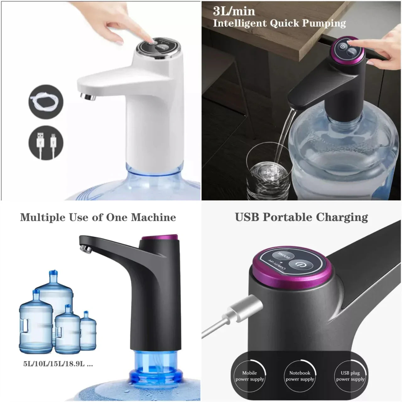 Portable Wireless Electric Water Bottle Pump with USB Connectivity