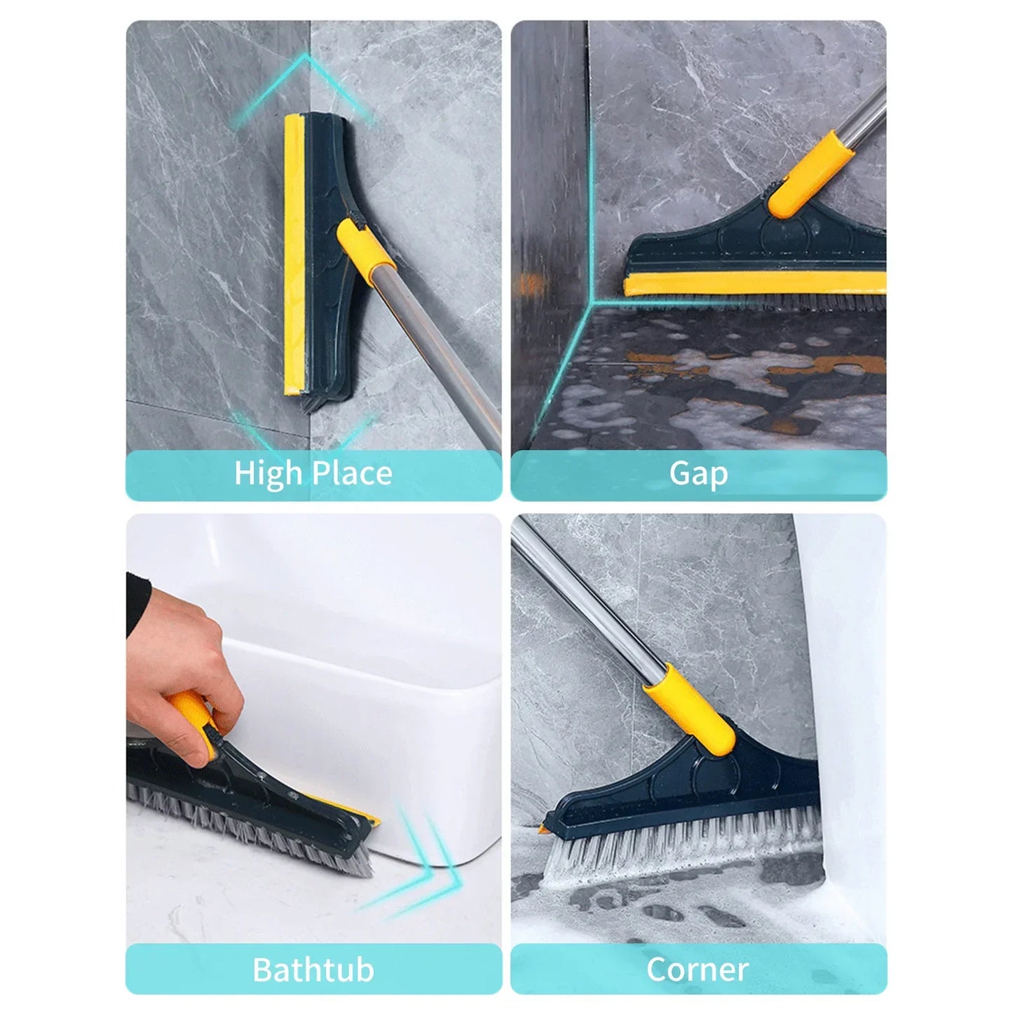 Dual-Function Floor Cleaner with Squeegee and Rotating Handle
