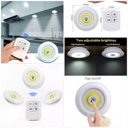 Set of 3 Wireless LED Closet Lights with Remote Access