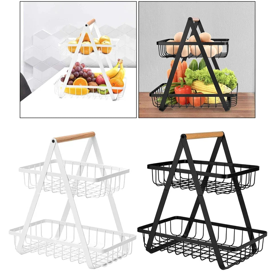 Elegant 2-Tier Iron Fruit Display Stand