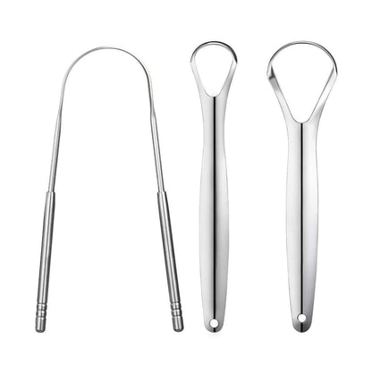 Set of 3 Stainless Steel Tongue Scrapers