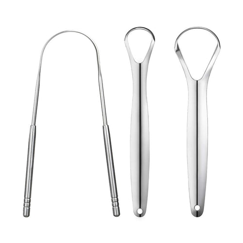 Set of 3 Stainless Steel Tongue Scrapers