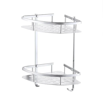 Dual-Tier Stainless Steel Corner Shelf for Bathrooms