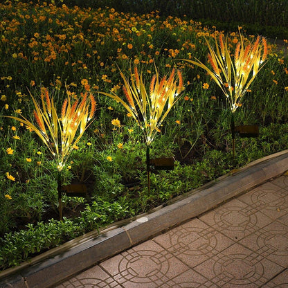 Set of 2 Solar-Powered Wheat Stem Lights for Outdoor Use