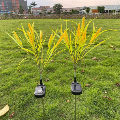Set of 2 Solar-Powered Wheat Stem Lights for Outdoor Use