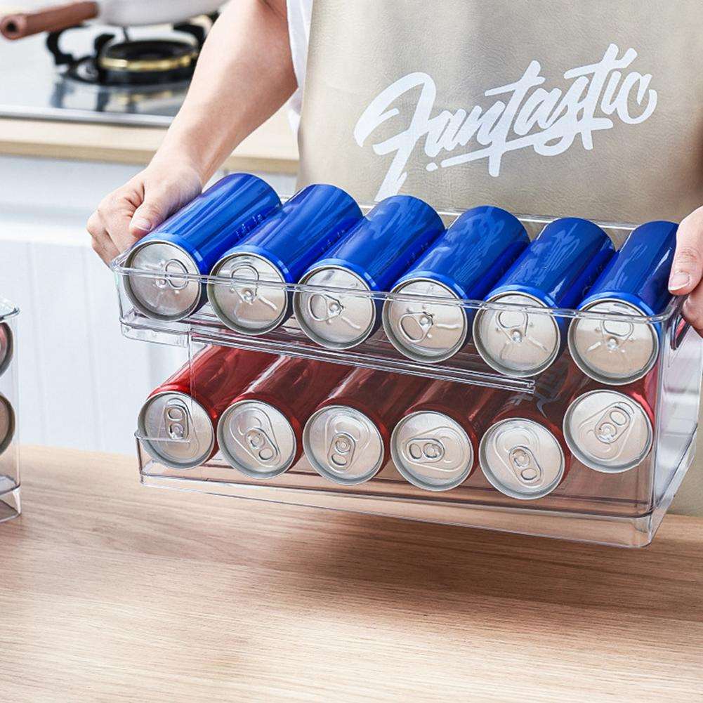 Double-Tiered Clear Drink Can Organizer