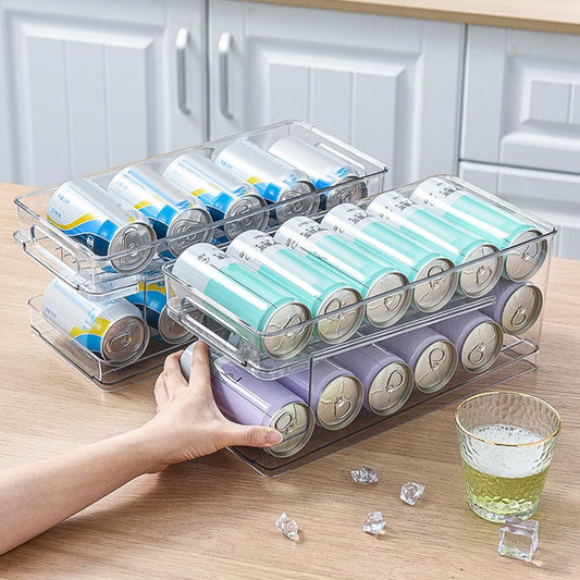 Double-Tiered Clear Drink Can Organizer
