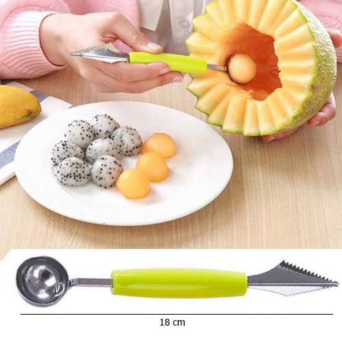 Dual-Function Fruit Scoop and Carving Tool