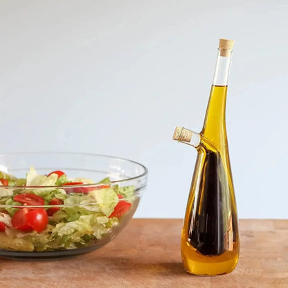 Dual Chamber Glass Oil Dispenser with Precision Pour Spouts