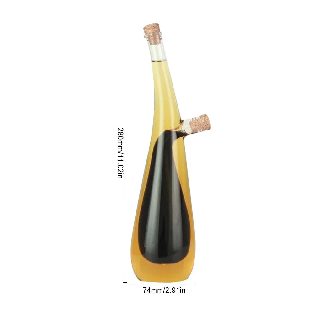 Dual Chamber Glass Oil Dispenser with Precision Pour Spouts