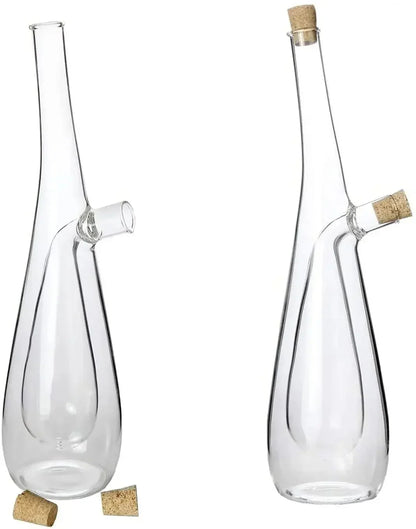 Dual Chamber Glass Oil Dispenser with Precision Pour Spouts