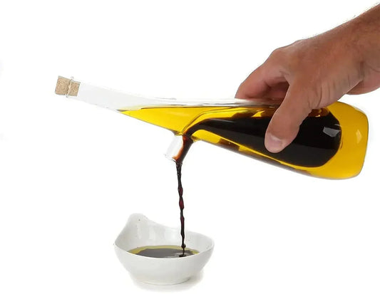 Dual Chamber Glass Oil Dispenser with Precision Pour Spouts