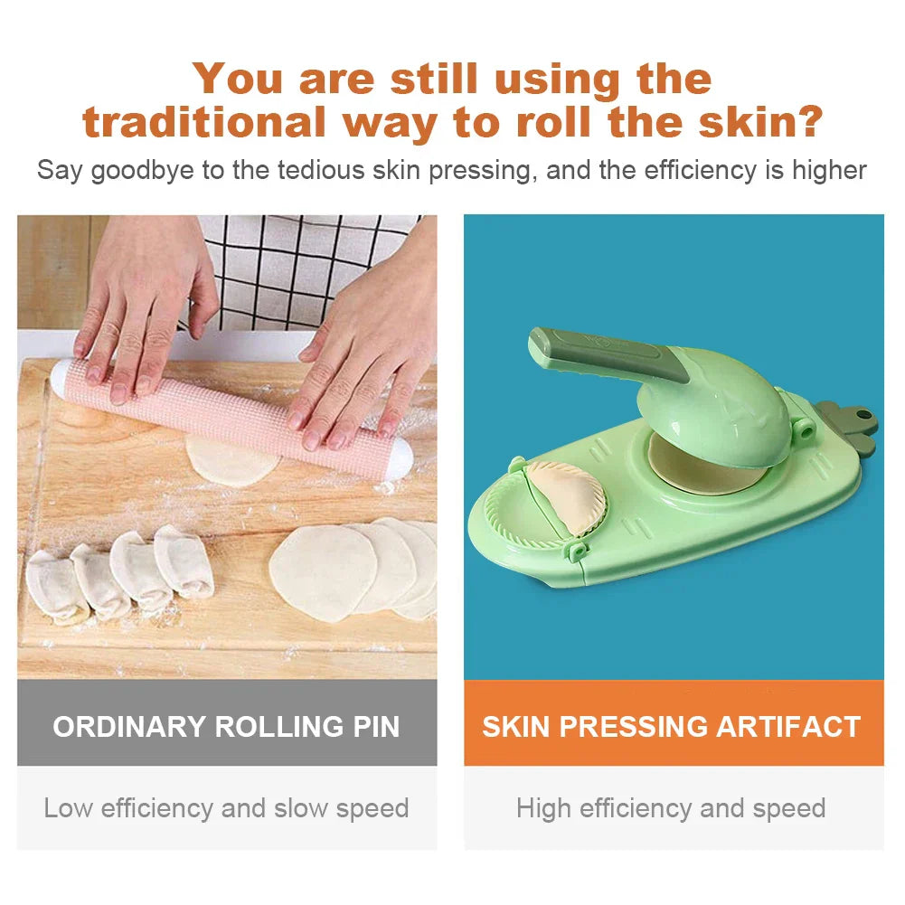 Dual Function Dumpling Creator and Dough Press Tool