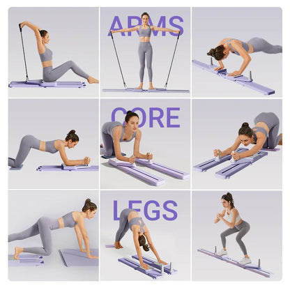 Core and Leg Workout Board with Resistance Bands, Knee Pads & Silent Rollers - 3-in-1 Ab Machine and Ski Trainer