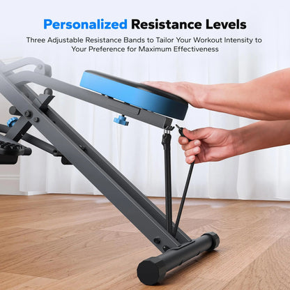2-in-1 Foldable Full Body Trainer – Adjustable Resistance Squat Rowing Machine, 350 lb Capacity