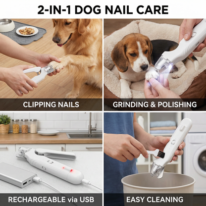 All-in-One Quiet Dog Nail Trimmer & Smoother – Rechargeable