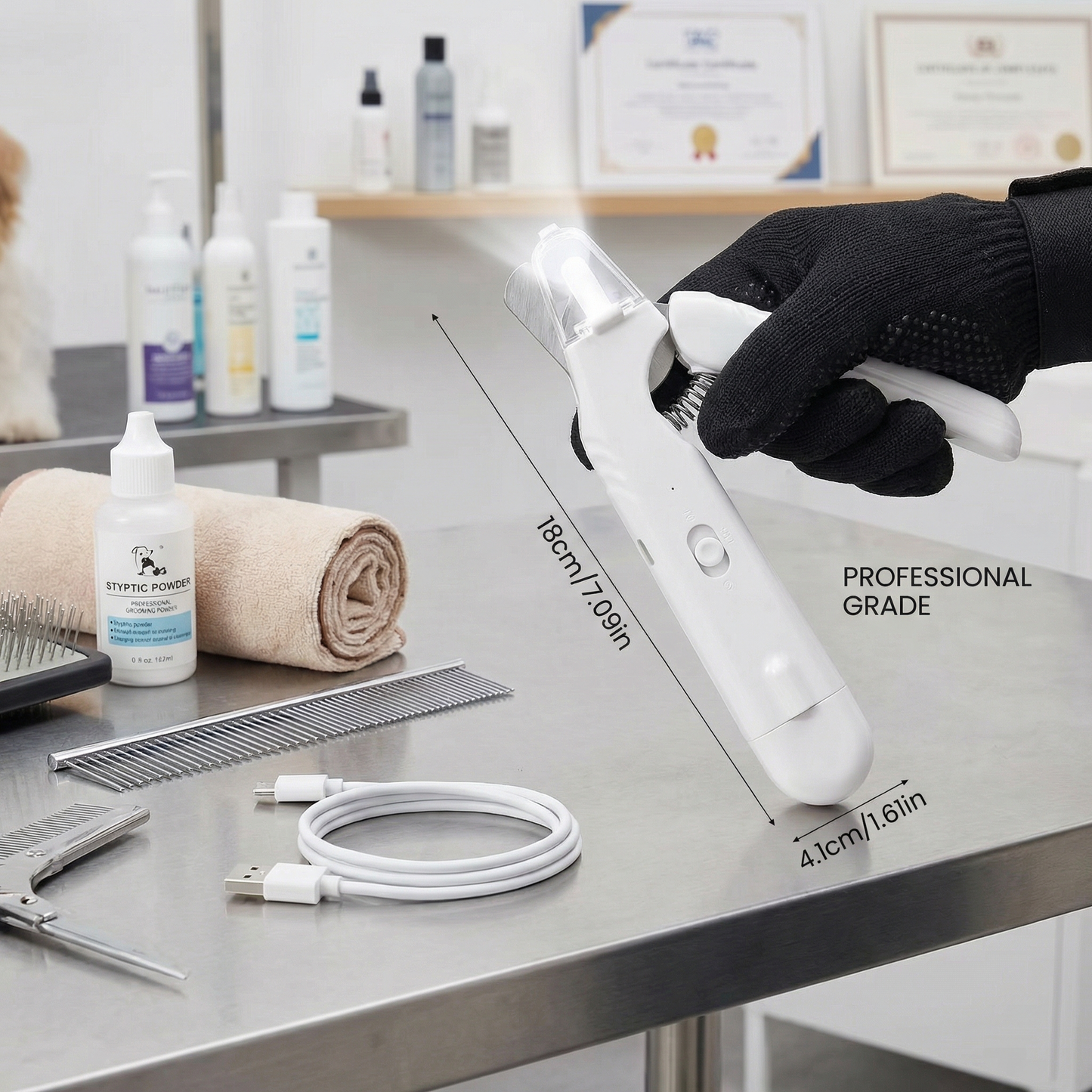 All-in-One Quiet Dog Nail Trimmer & Smoother – Rechargeable