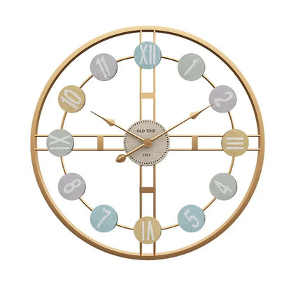 Large Vintage Wall Clock with Roman Numerals and Metal Frame