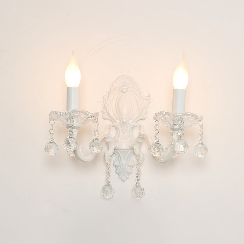 Candle Wall Light in White with Crystal Accents – Country Style Decor