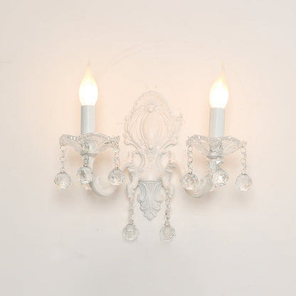 Candle Wall Light in White with Crystal Accents – Country Style Decor