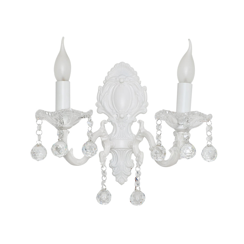 Candle Wall Light in White with Crystal Accents – Country Style Decor