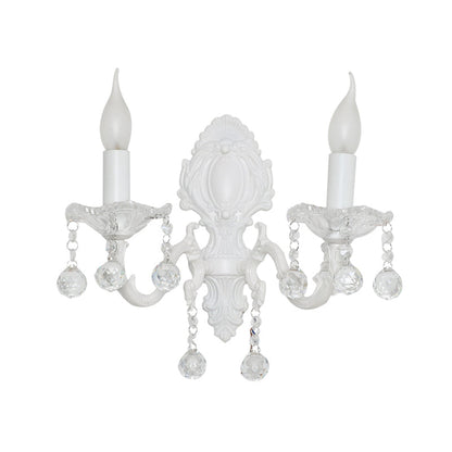 Candle Wall Light in White with Crystal Accents – Country Style Decor