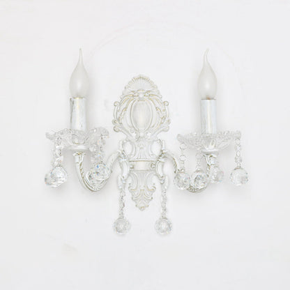 Candle Wall Light in White with Crystal Accents – Country Style Decor