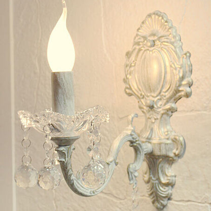 Candle Wall Light in White with Crystal Accents – Country Style Decor
