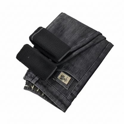 Casual Slim Fit Denim Trousers for Men - Warm Stretchy Vintage Style