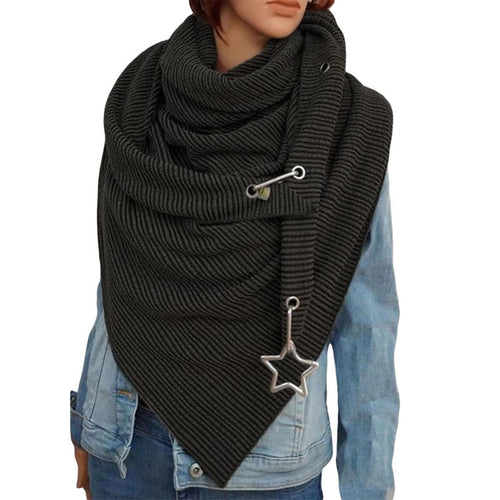Button Scarf - Versatile Retro Women's Shawl