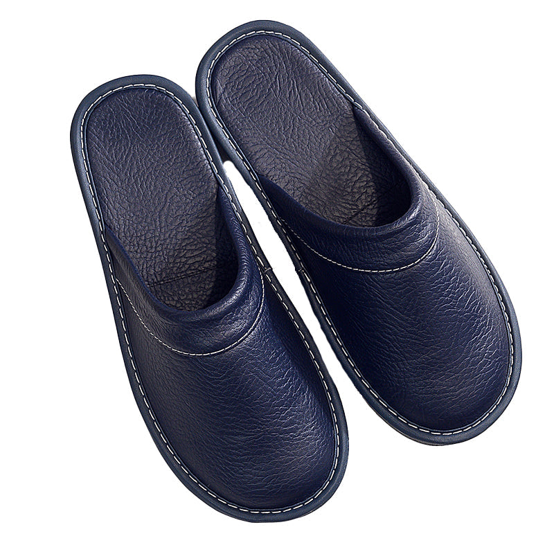 Flat House Shoes for Men and Women - Leather Slippers
