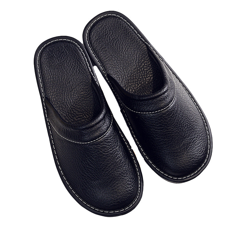 Flat House Shoes for Men and Women - Leather Slippers