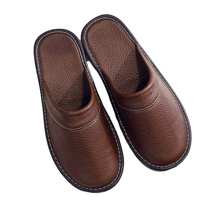 Flat House Shoes for Men and Women - Leather Slippers