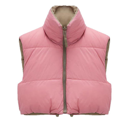Sleeveless Women's Waistcoat with High Collar – Warm Parka