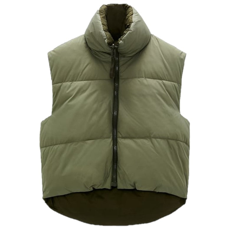 Sleeveless Women's Waistcoat with High Collar – Warm Parka