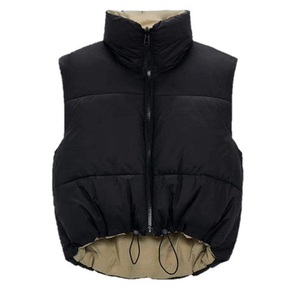 Sleeveless Women's Waistcoat with High Collar – Warm Parka