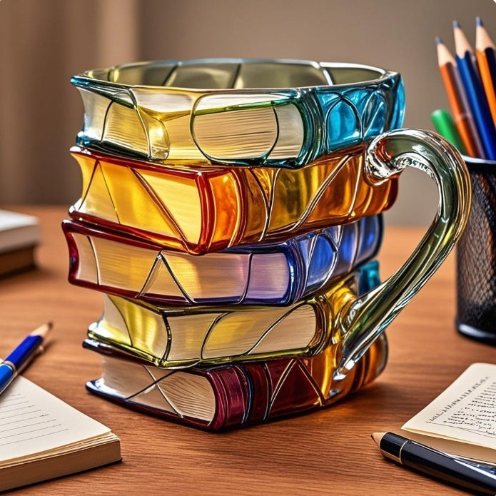 3D Hand-Painted Mug Shaped Like a Book – Literature-Inspired Cup