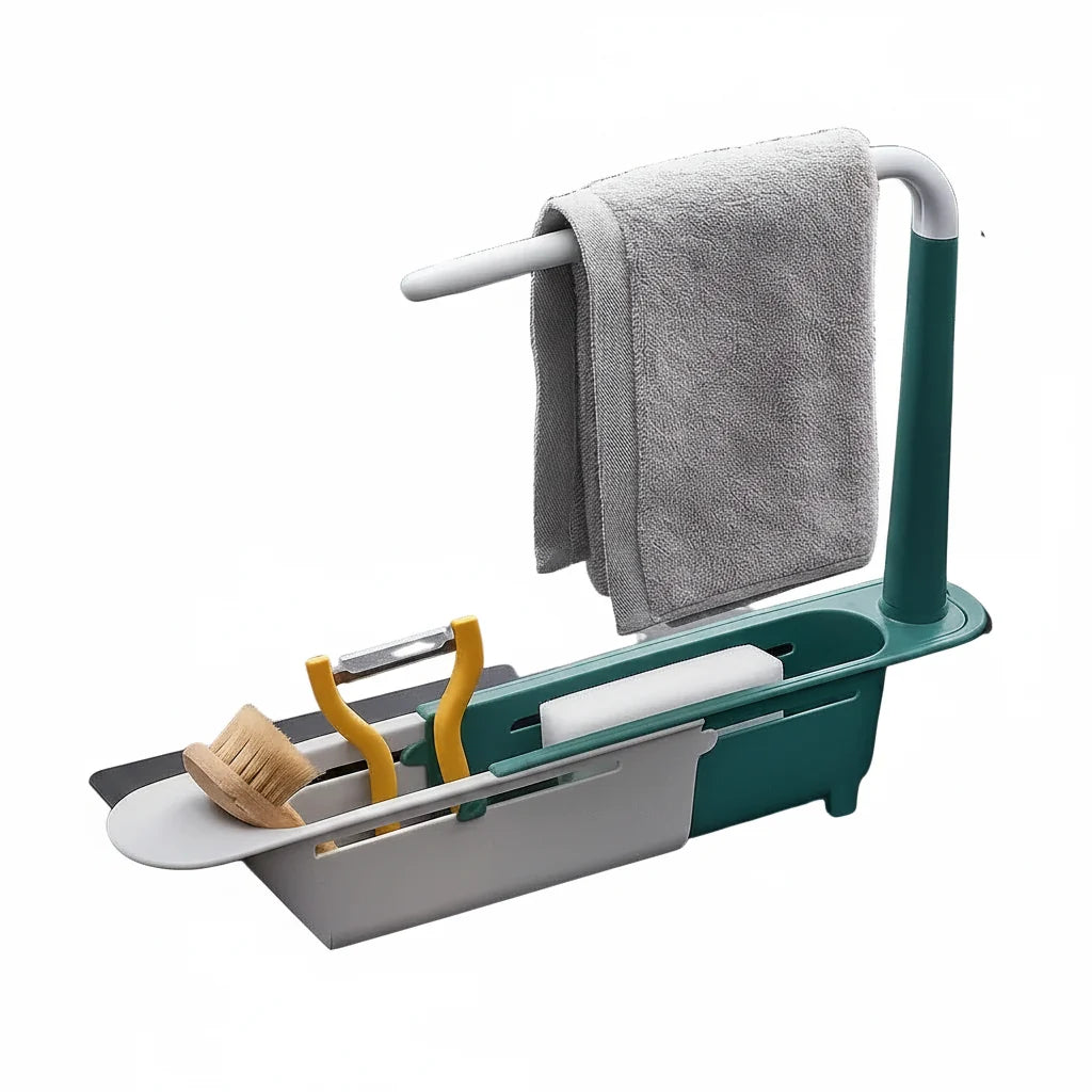 Adjustable Sink Organizer with Towel Rack | Space-Saving Design