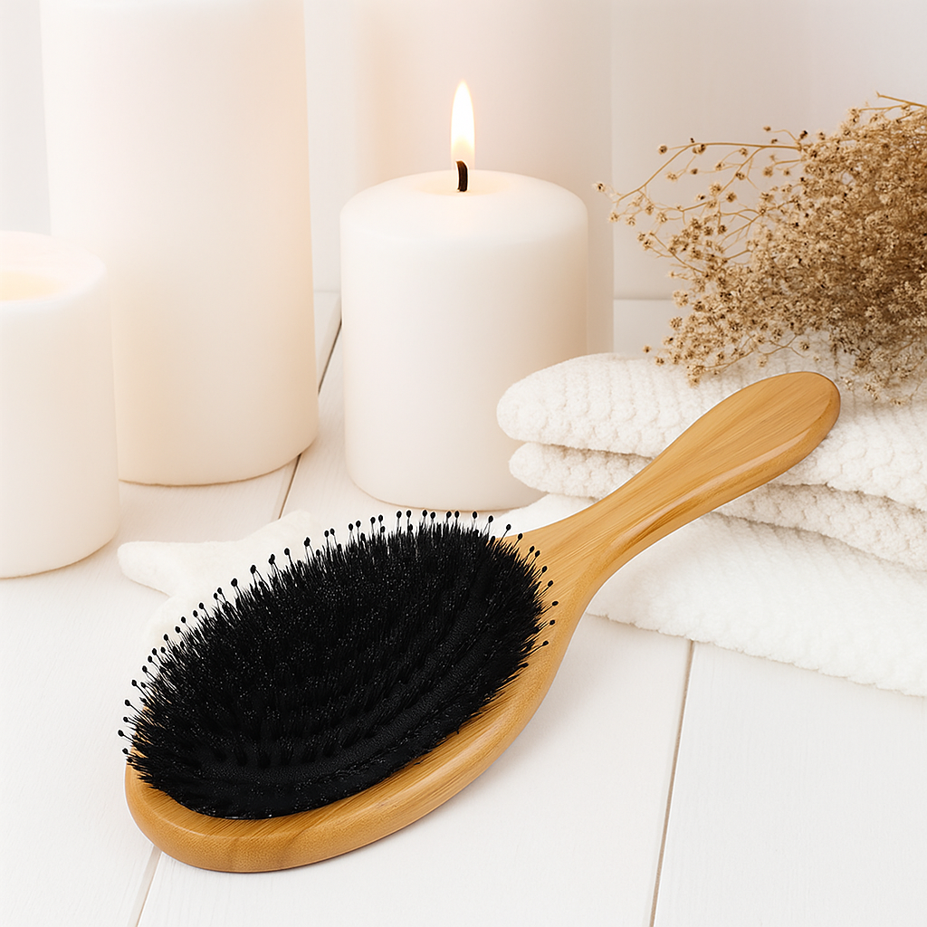 Natural Dual-Bristle Scalp Massager for Anti-Frizz and Healthy Hair