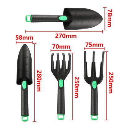 3-Piece Mini Garden Tool Set with Wooden Handles | Trowel and Rake | Perfect for Potted Plants
