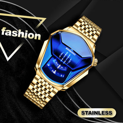 Men's Quartz Watch with Diamond Design